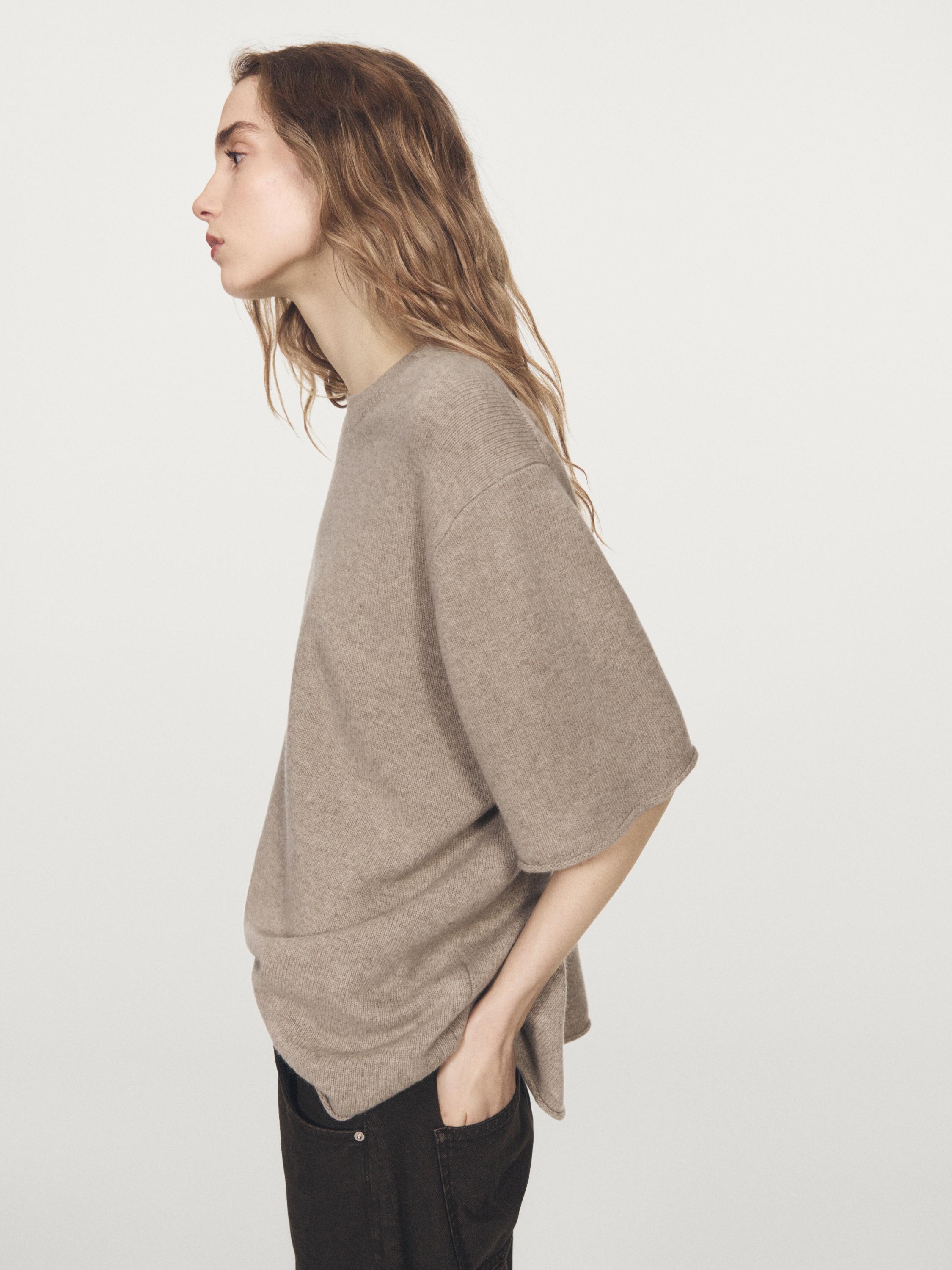 100% wool oversize short sleeve sweater